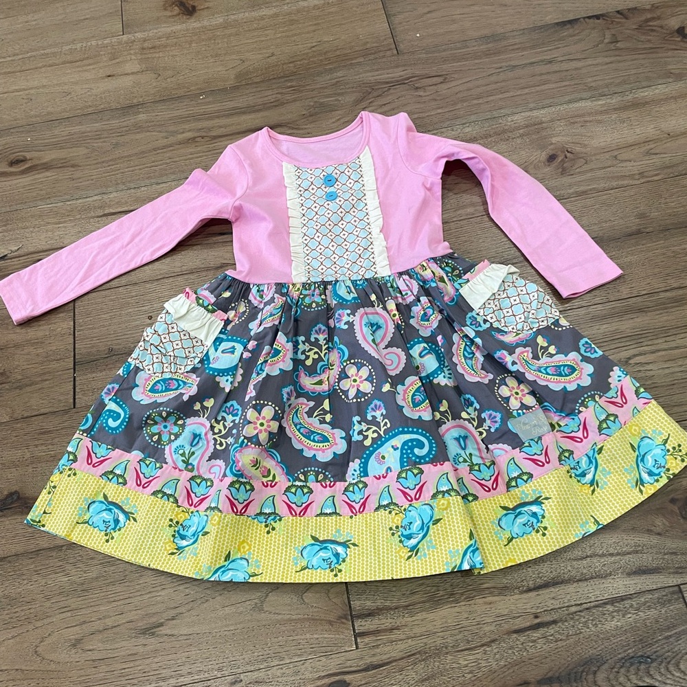 Eleanor Rose Floral Gray and Blue Dress